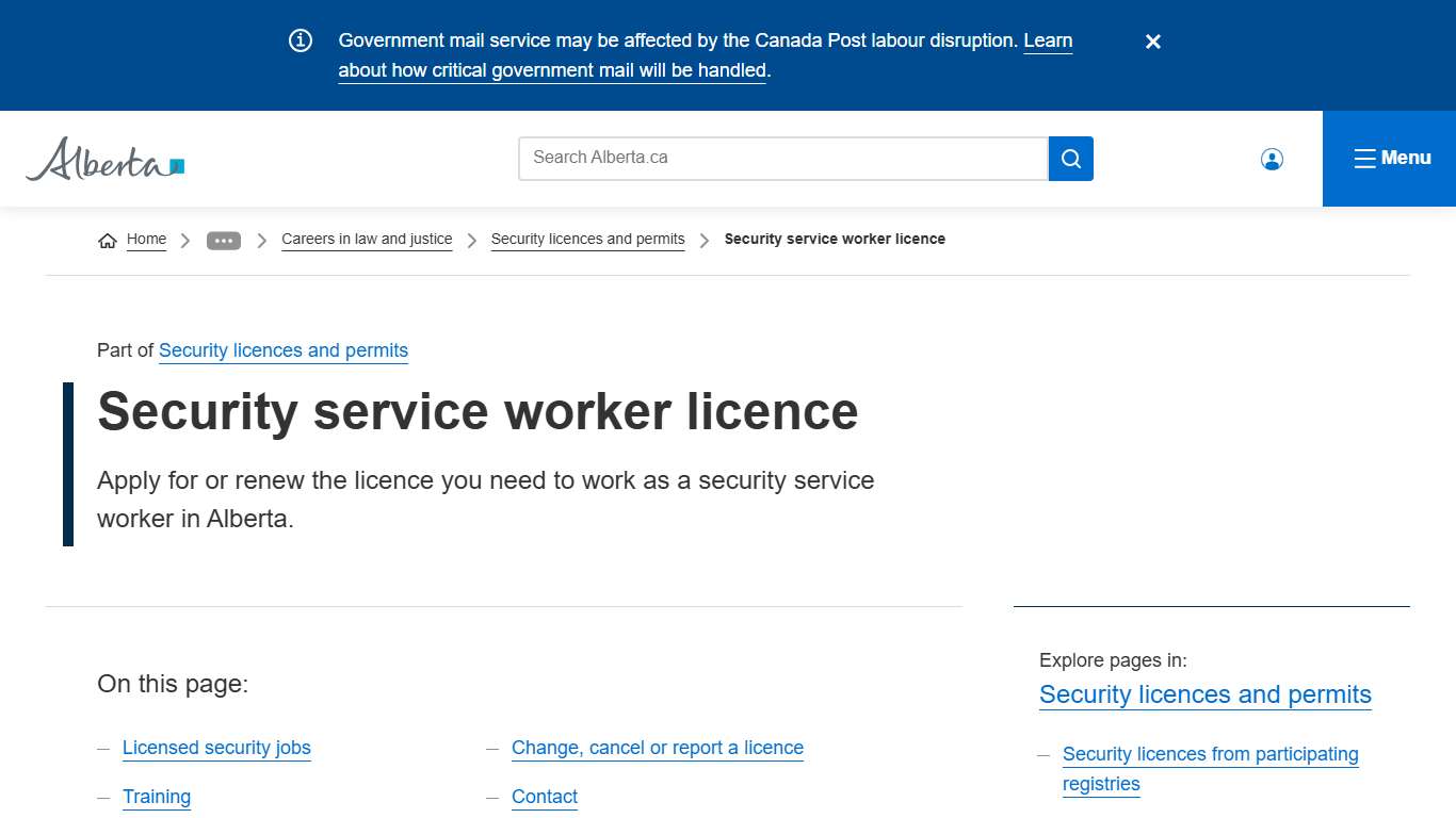 Security service worker licence | Alberta.ca